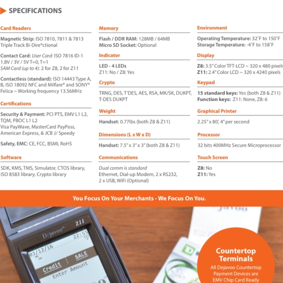 DeJavoo Locked Z8 Tri Comm Credit Card Processing Terminal w/ Adapter Cable - Picture 7 of 7